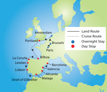 Grand European Cruise & Tour Map