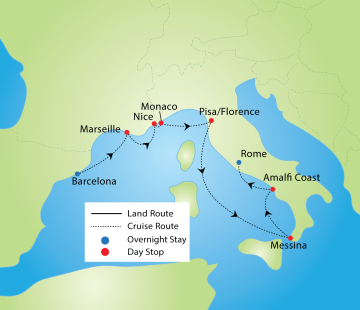 Mediterranean Escape – Barcelona to Rome Cruise & Tour