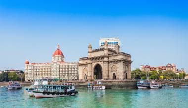 Enchanting Travels India Tours - Gateway of India and boats as seen from the Mumbai Harbour