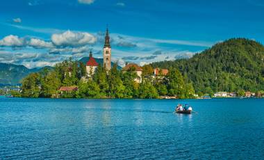 Lake Bled in Slovenia tourist boat