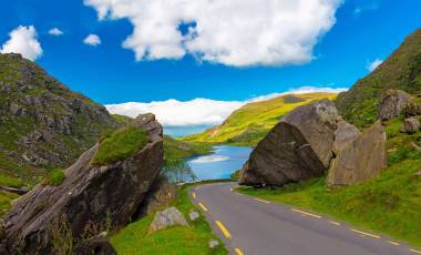 Landscape of Gap of Dunloe drive in The Ring of Kerry Route. Killarney, Ireland