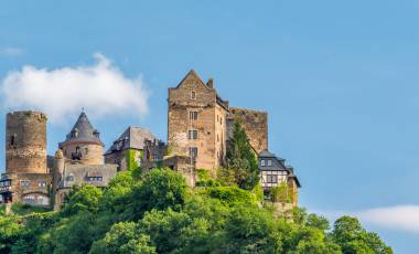 Schonburg Castle at Rhine Valley (Rhine Gorge) near Oberwesel, Germany, Europe