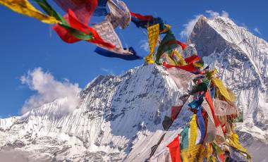 Tibetan Flags at Annapurna Base Camp Enchanting Travels Nepal Travel