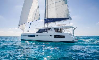 Leopard catamaran 45 under sail