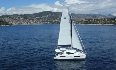 Leopard catamaran under sail
