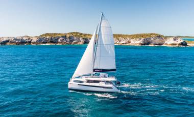 Moorings 5000 sailing in the Exumas, Bahamas