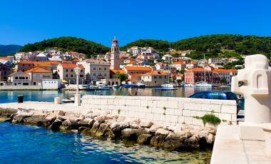 Pučišća Town Waterfront View in Croatia