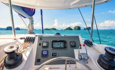 Sailing a catamaran in thailand