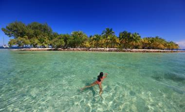 Woman swimming in Belize