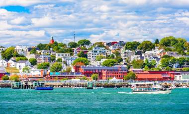 Portland, Maine, USA coastal townscape.