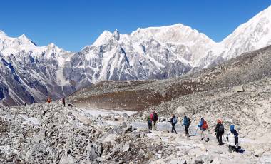 Descending from Larkye La, Nepal