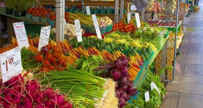 Fruit and vegetables stall at a market