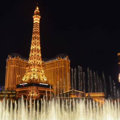Bellagio Fountains and The Paris Hotel