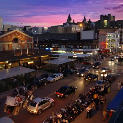 ByWard Market at night with Parliament Hill