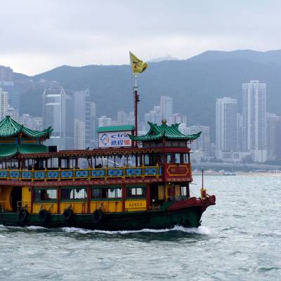 a small boat in a large body of water