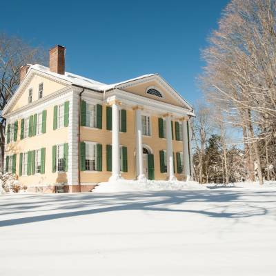 a house covered in snow