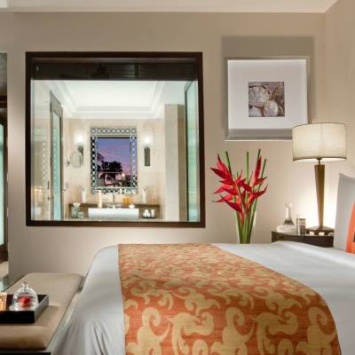 a double bed in a hotel room