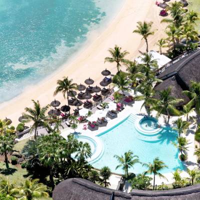 LUX* Grand Gaube beach aerial view