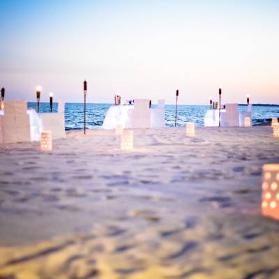 Romantic dinner on the beach
