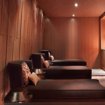 a room with a couch and a table