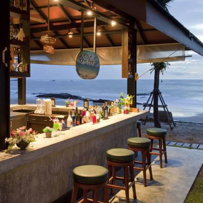 a pool next to a body of water