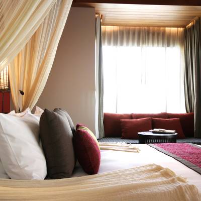 a double bed in a hotel room