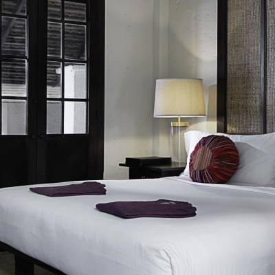 a double bed in a hotel room