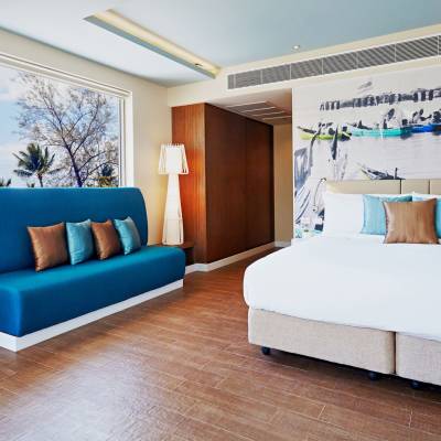 a large bed in a room