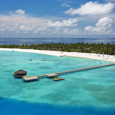 a pool next to a body of water