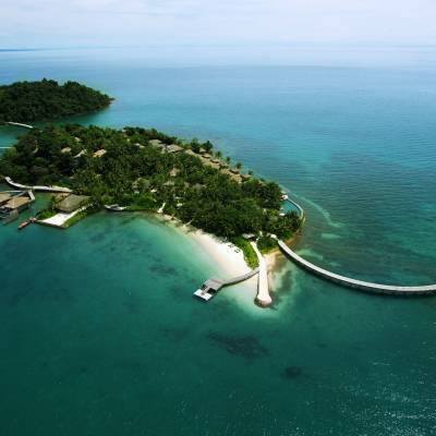 an island in the middle of a body of water