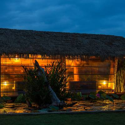 Exterior night view, Chena Huts