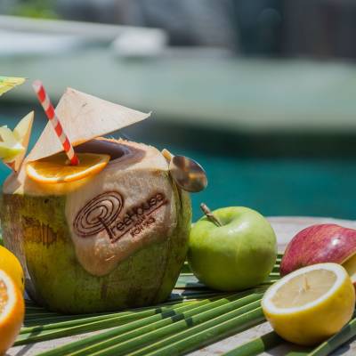 a cake with fruit on top of a table