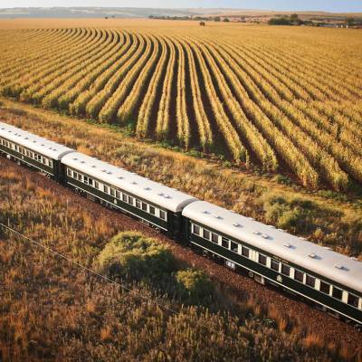 a large long train on a steel track