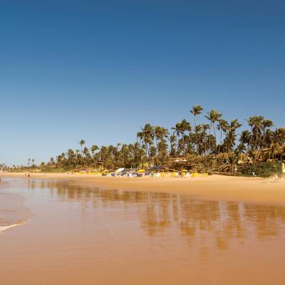 a sandy beach next to a body of water