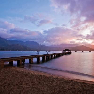 Hanalei pier at sunset