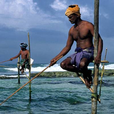 Stilt fisherman in Galle