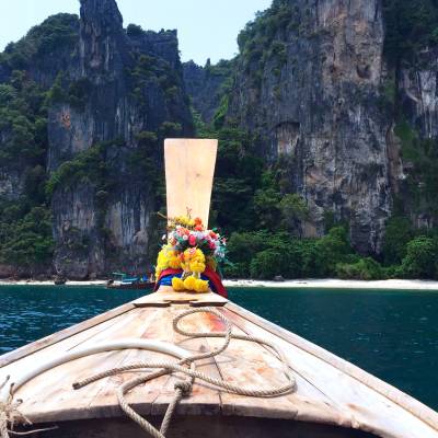 a small boat in a body of water