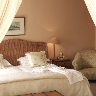 a large bed sitting in a room