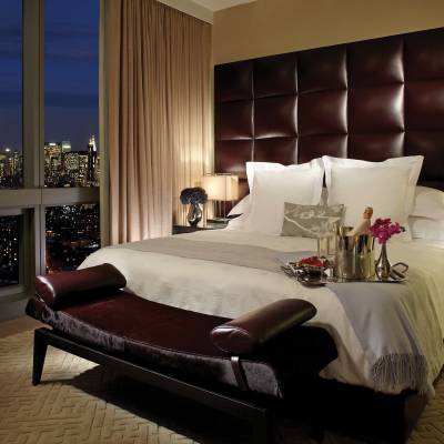 a large bed in a hotel room