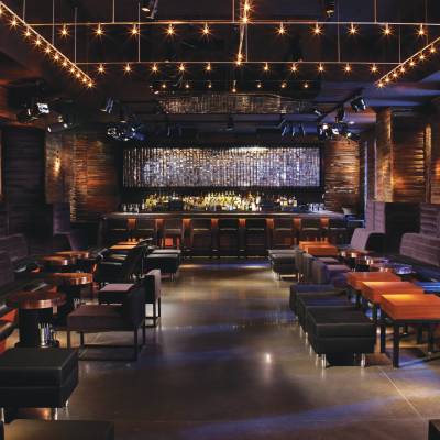 a view of a city at night