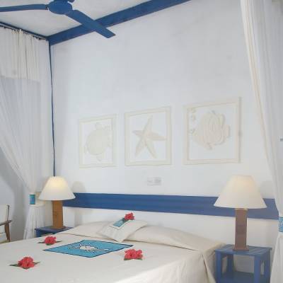 a made bed in a room