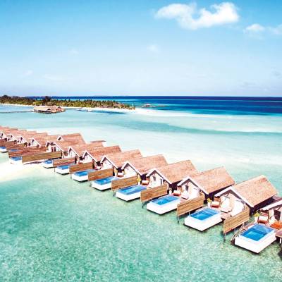 Aerial View of Water Villas