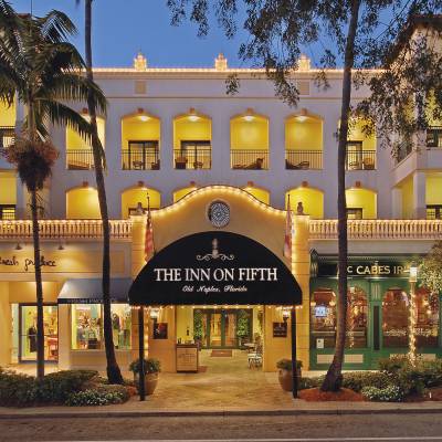 a store front at night