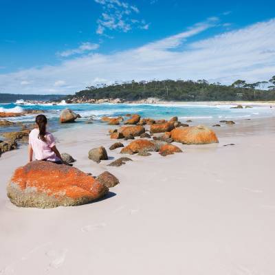 a group of people on a beach near a body of water