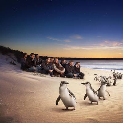 a group of people on a beach near a body of water