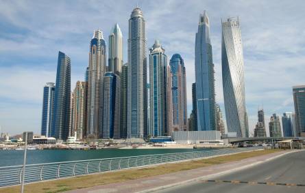a tall building in a city