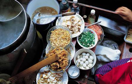 a pan of food on a table