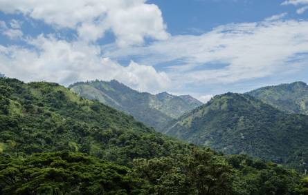 a view of a large mountain in the background