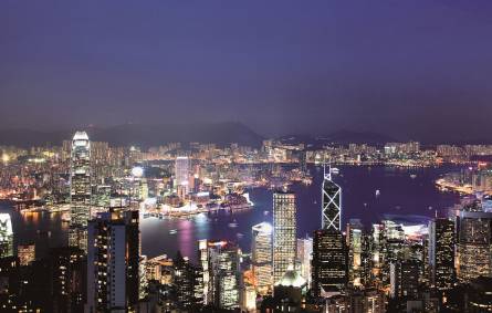 a view of Victoria Peak at night