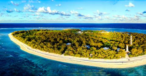 Luftfoto af Lady Elliot Island korallrev i Queensland Australien